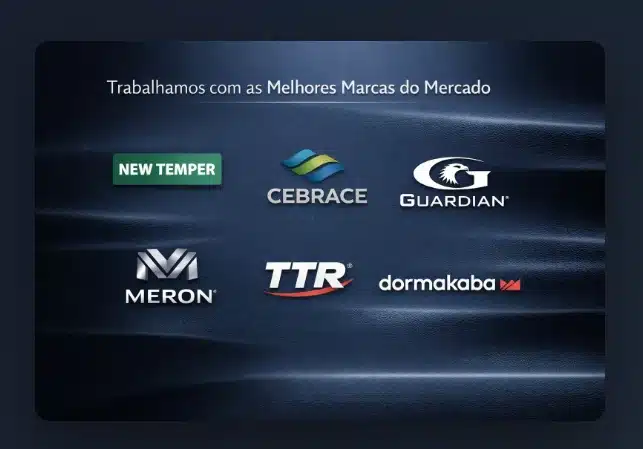 Marcas de vidros utilizadas na vidraçaria na Tijuca RJ como Cebrace, Guardian, New Temper e Dormakaba